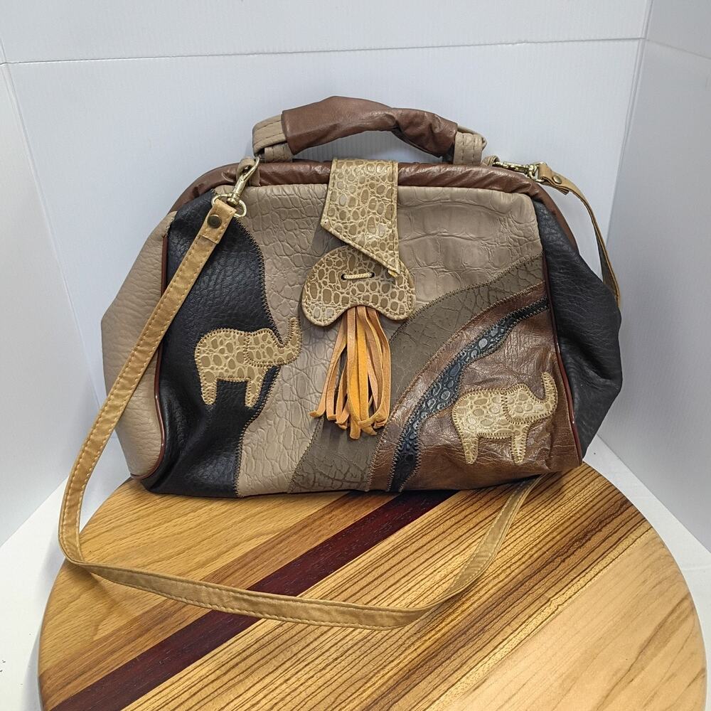 Vintage Patchwork Elephant Shapes Handbag Rare Unbranded